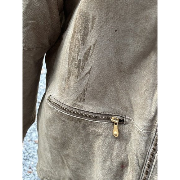 Colebrook Leather Jacket Mens Med Tan Suede Shearling Field Farm Vtg Distressed - Picture 6 of 16